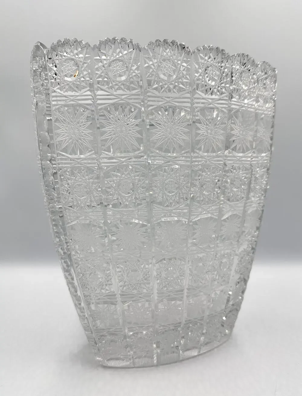 Vintage Bohemia Crystal Handmade and Hand-Cut Large Heavy Vase